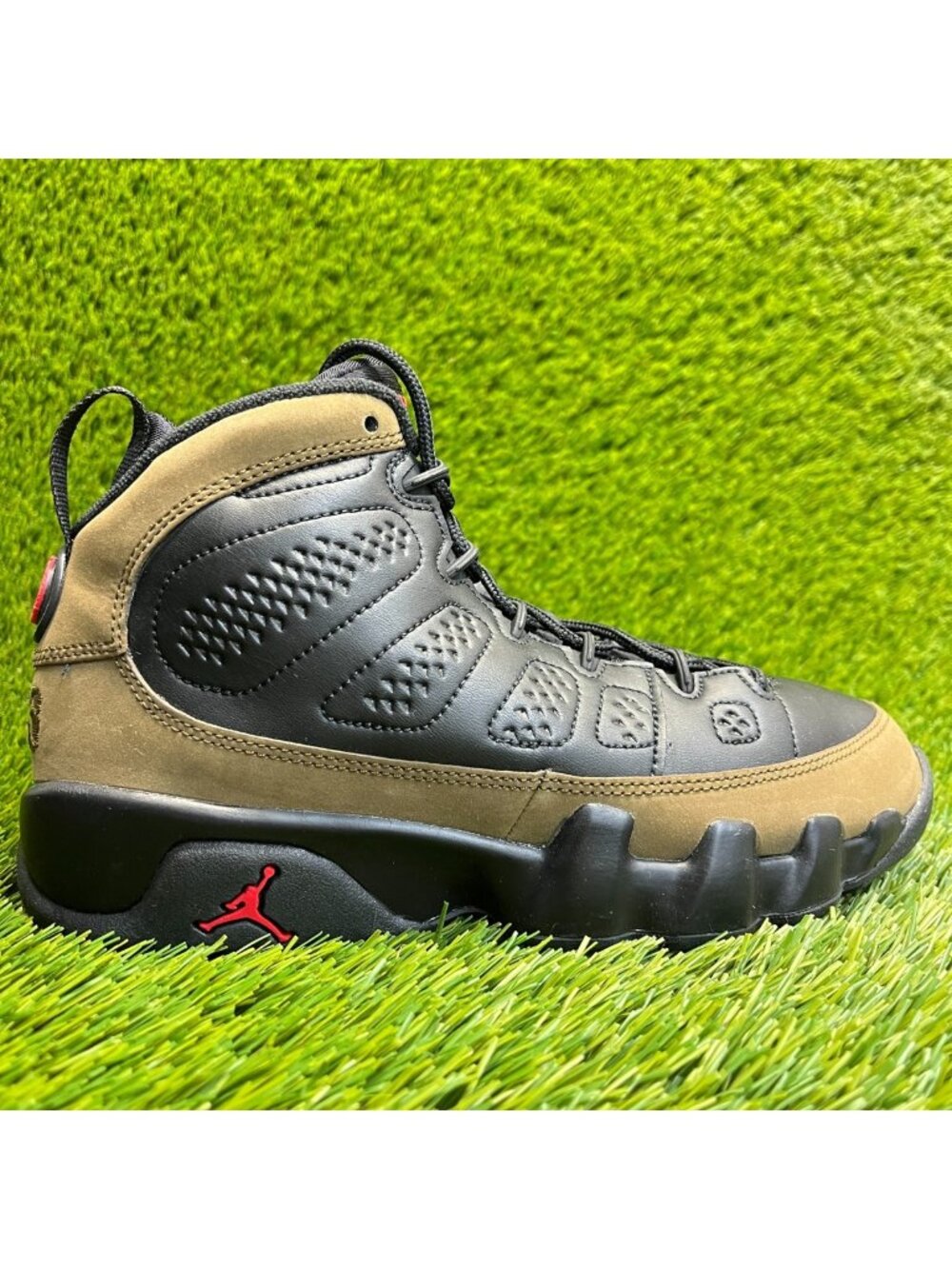 Nike Air Jordan 9 Retro Boys Size 4.5Y Black Olive Basketball Shoes Sneakers